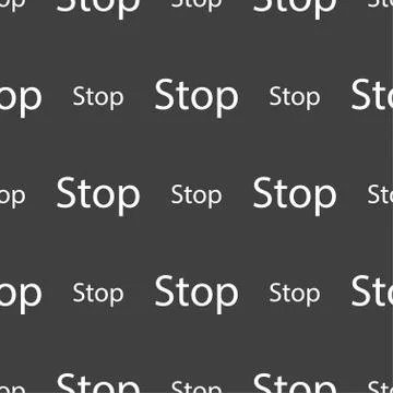 Traffic stop sign icon. Caution symbol. Seamless pattern on a gray background. Stock Illustration