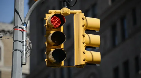 Traffic Stoplight - Turning from Red to Green Stock Footage 35693933