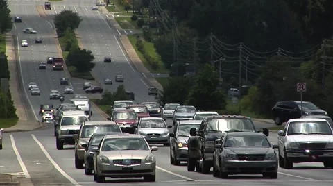 Traffic, stopped then moves by camera-1 Stock Footage 41331135