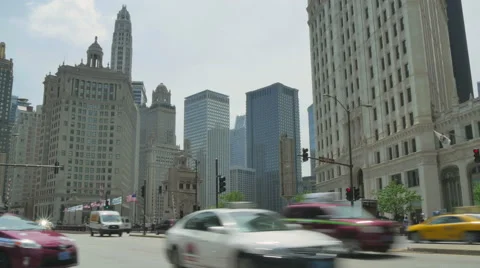 Traffic on the Streets of Chicago Time Lapse Stock Footage 64181672