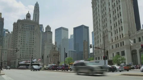 Traffic on the Streets of Chicago Time Lapse Stock Footage 80540186