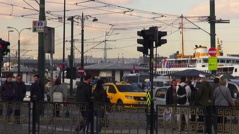 Traffic on the streets of Istanbul Stock Footage 70582938
