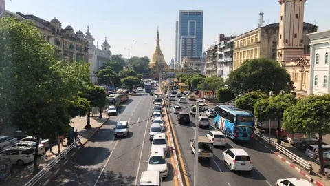 Traffic on the streets of Yangon Stock Footage 122816243