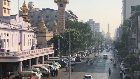Traffic on the streets of Yangon Stock Footage 122891201