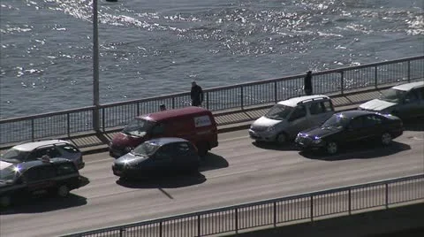 Traffic on Strombron, Stockholm Stock Footage 11286610