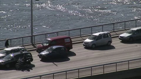 Traffic on Strombron, Stockholm Stock Footage 11286612