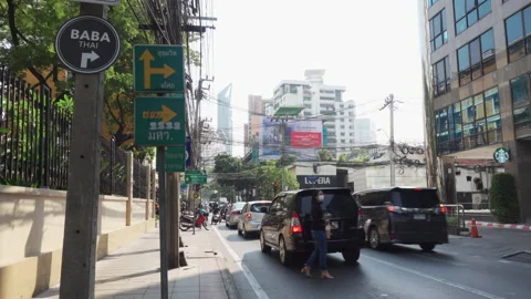 Traffic on Sukhumvit Road Stock Footage 148487202