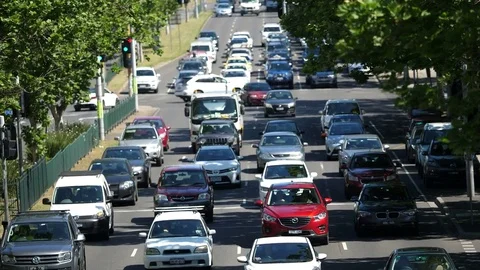 Traffic in a sunny day Stock Footage 82083312