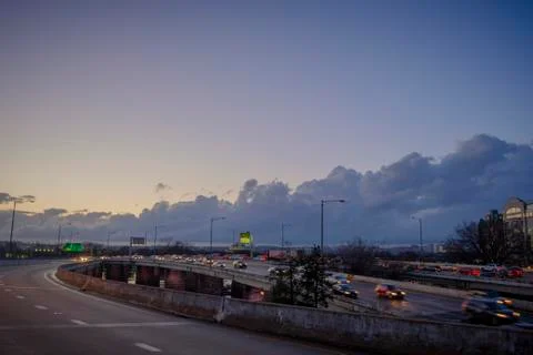 Traffic at Sunset Stockfoto's