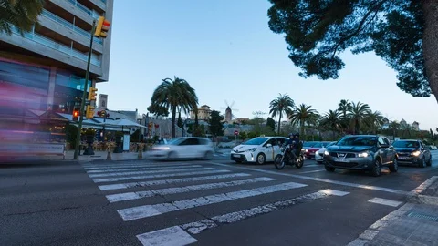 Traffic Sunset Timelapse Stock Footage