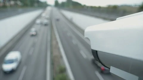 Traffic surveillance camera in close-up, early morning shot Stock Footage 130375399