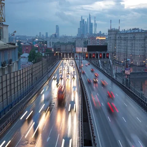 Traffic on the Third Transport Ring in Moscow Stock Footage 69551835