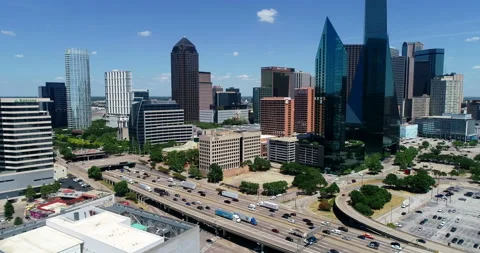 Traffic through downtown Dallas Stock Footage 201390826