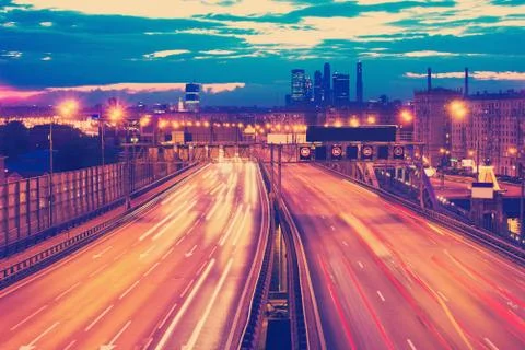 Traffic through downtown Stock Photos