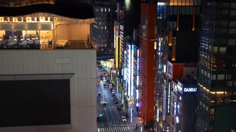 Traffic through Ginza retail district in Tokyo, Japan Stock Footage 231503355