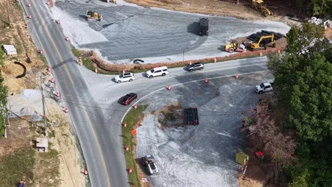 Traffic through a road widening junction, Lynchburg Stock Footage 346166848