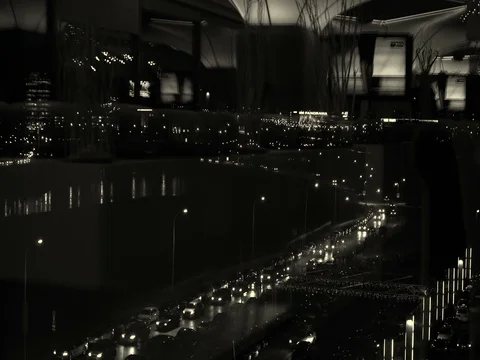 Traffic through the window black n wite Stock Footage 70170906