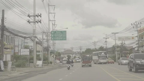 Traffic through window view from car Stock Footage 91827832