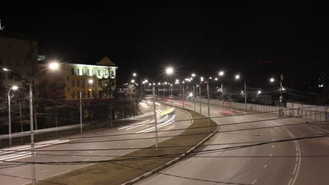 Traffic time laps Close up night city cars way light urban road tourism street Stock Footage 188473234