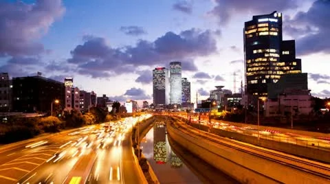 Traffic Time Lapse - Ayalon Freeway Stock Footage