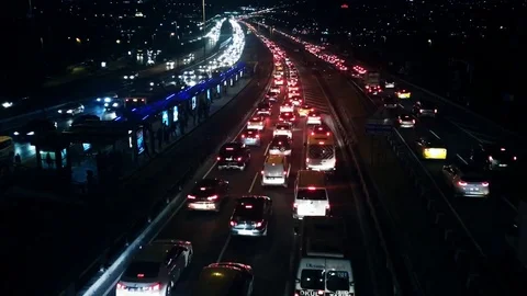 Traffic Time Lapse, Intensive Traffic in the streets of istanbul. Night traffic Stock Footage 82380509