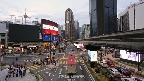 Traffic time lapse in Kuala Lumpur Bukit Bintang intersection Stock Footage
