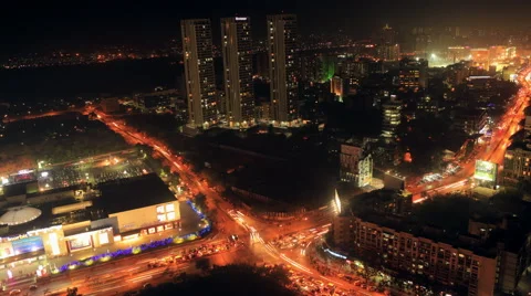 Traffic Time-lapse in Mumbai (Evening) Stockbeeldmateriaal 52497425