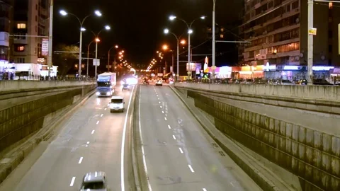 Traffic Time Lapse Night Stock Footage 83853381