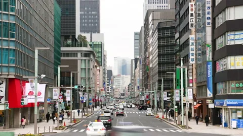 Traffic Time-lapse: Nihonbashi district Tokyo , Japan Stock Footage 152297469