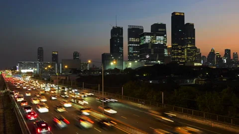 Traffic timelapse in city at sunset Stock Footage 326020833