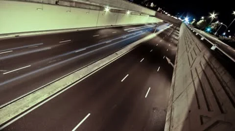 Traffic Timelapse Sequence of Valencia Tunnel FreeWay Stock Footage 8863720
