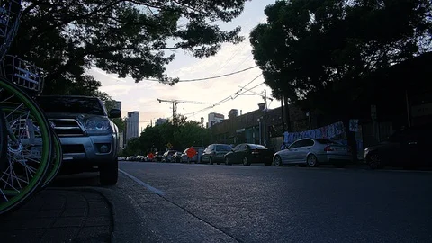 Traffic - timelapse at sunset Stock Footage 89300298