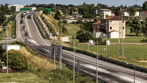 Traffic timelapse of Treviso-Mare road 02 Stock Footage 92178296