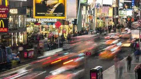 Traffic at Times Square. Manhattan, New York. United States. Zoom out. 스톡 동영상 69151237