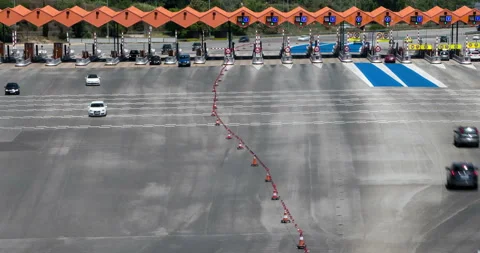 Traffic in a toll.Hyper lapse.Top view. Stock Footage 97132875