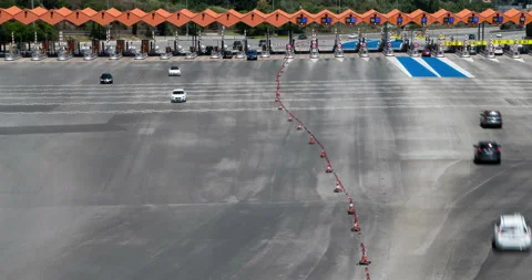 Traffic in a toll.Hyper lapse.Top view. Stock Footage 97132888