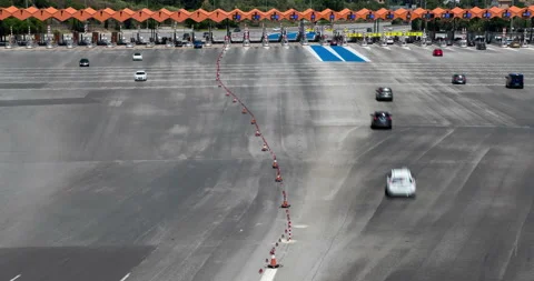 Traffic in a toll.Hyper lapse.Top view. Stock Footage 97134494