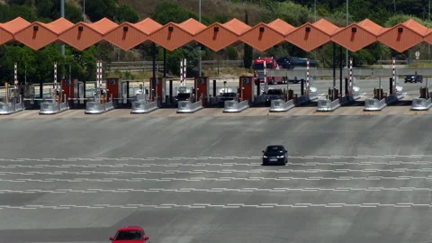 Traffic in a toll.Top and front view.Time Lapse Stock Footage 105354534