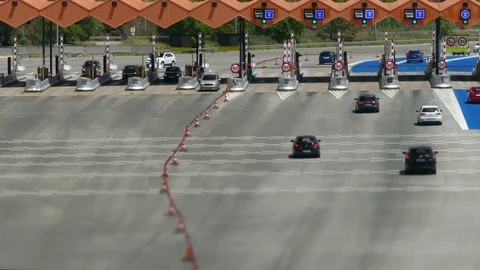 Traffic in a toll.Top view. Stock Footage 91141251