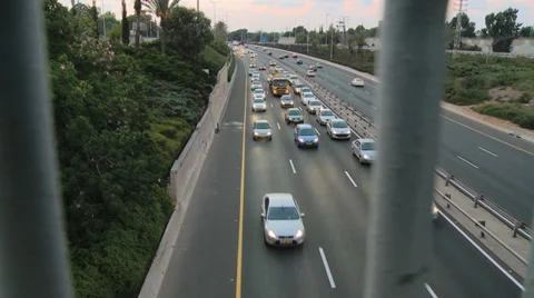 Traffic from topview from bridge Stock Footage 30240277