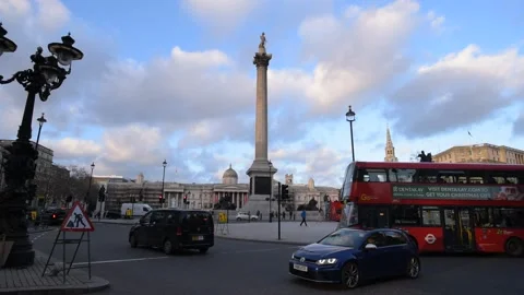 Traffic at Trafalgar Square Stock Footage 230011736