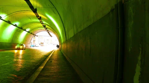 Traffic in a Tunnel in Rome Stock Footage 55692067
