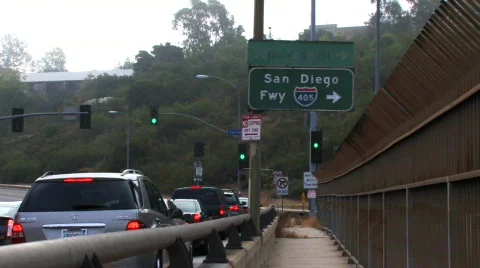 Traffic Turning To Enter The 405 Freeway - Los Angeles Stock Footage 400970