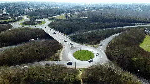 Traffic at two roundabouts Stock Footage 185589512