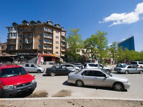 Traffic in Ulaanbaatar centre Stock Photos