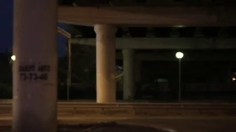 Traffic under the bridge with highlights Stock Footage 71335986