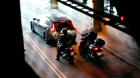 Traffic under the bridge in a tunnel  Stock Footage 45044528
