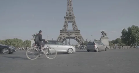Traffic under The Eiffel Tower (Tour Eiffel) / Paris, France - 4K Stock Footage 69727958