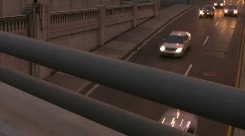 Traffic under overpass Stock Footage 585121
