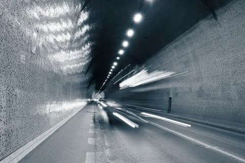 Traffic in urban tunnel - Budapest, Hungary Fotos Stock